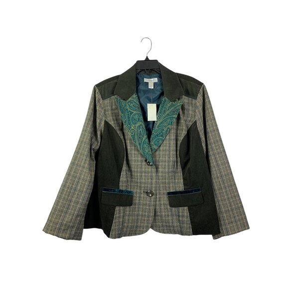 CJ Banks Jackets & Blazers - CJ Banks Women's Emerald Essence Plaid Blazer